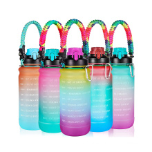 Leakproof Big Water Bottles with Times to Drink Large Half Gallon Water Bottle with Straw Motivational Time Marker&Handle